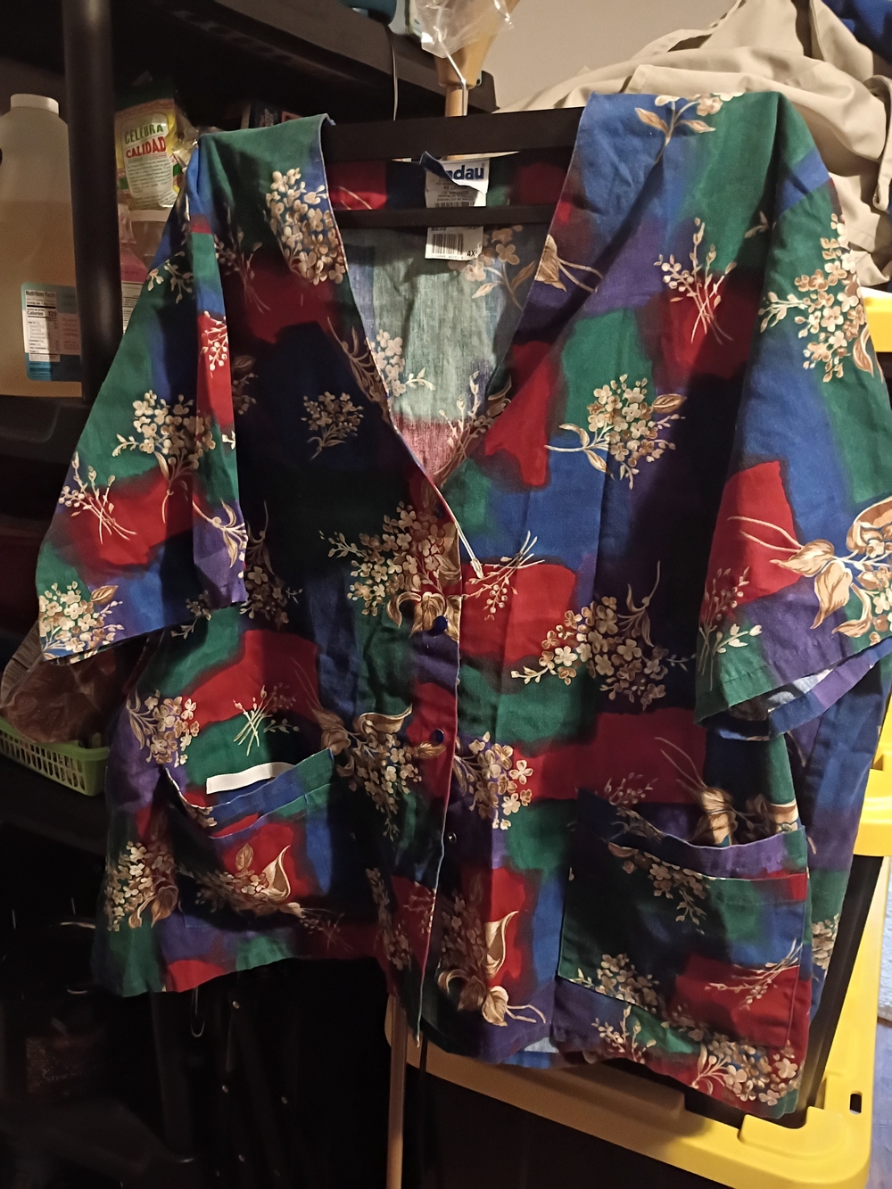 Multicolor Floral Button-Front Women's Jacket by Ada, Scrub Jacket.
